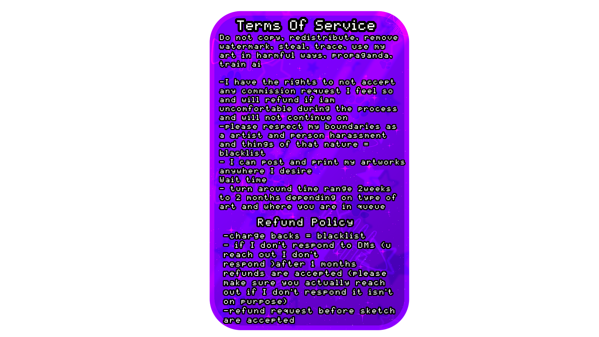 terms of service list
